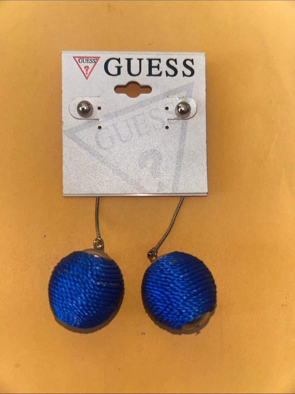 GUESS Royal Blue Rope Ball Drop Earrings